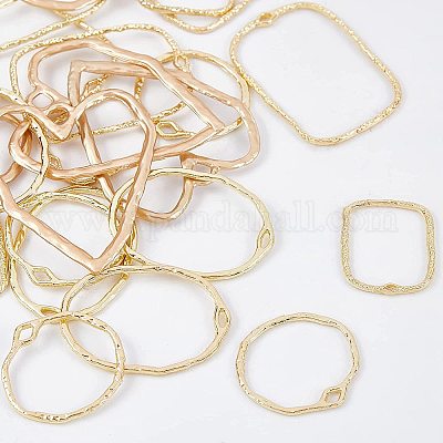 Alloy Open Back Bezel Pendants 3 Styles Rectangle Oval Round