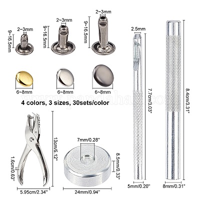 Железные заклепки с двойной крышкой и наборы инструментов для установки DIY-WH0167-65-1