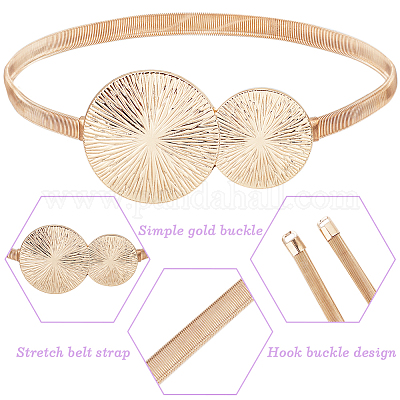 1 шт. ремень из сплава с плоской цепочкой-змейкой и плоской круглой пряжкой AJEW-CP0008-13-1