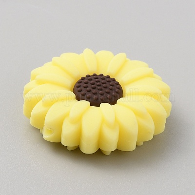 Ромашки силиконовые бусины&nbsp;LS-SIL-WH0001-60B-01-1