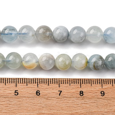 Природные Аквамарин бисер нитей G-P342-11-8mm-AB-02-1