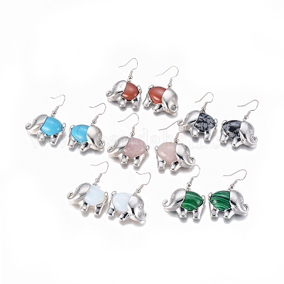 Натуральный & синтетический смешанный камень болтается серьги EJEW-K080-B-1