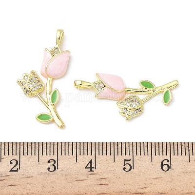 Латунь микропаве фианиты с подвесками из эмали KK-Z134-05G-02-1