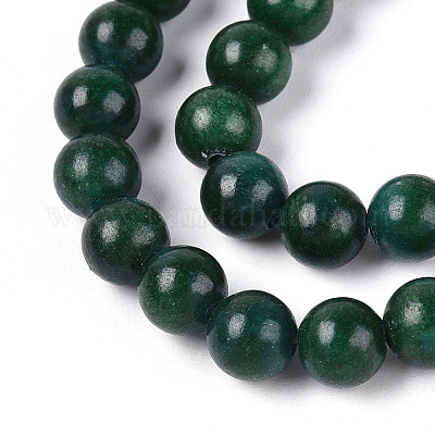 Нити круглых бусин из натурального окрашенного нефрита машан G-T139-6mm-67F-1