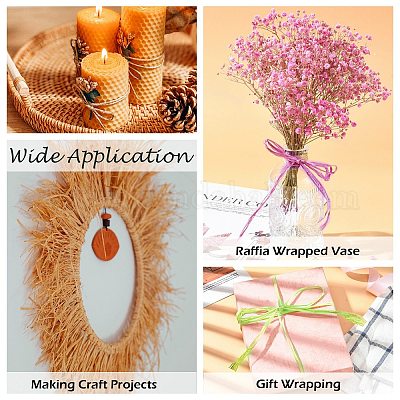Raffia Ribbon, Packing Paper String, for Gift Wrapping, Party Decor, Craft Weaving, Mixed Color, 3~4mm, About 200m/roll Paper