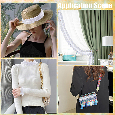 10 ярд полиэстеровой плиссированной цветочной кружевной отделки OCOR-GF0003-88A-1