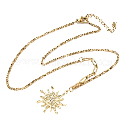 Ожерелья с подвесками из нержавеющей стали 304 с микропаве из прозрачных кубических цирконий для женщин NJEW-Z103-01G-08-1