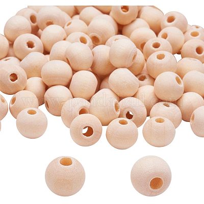 Круглые незаконченные деревянные бусы WOOD-PH0008-14-1
