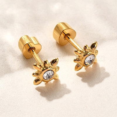 Серьги-гвоздики из нержавеющей стали 304 с ионным покрытием (IP) EJEW-A118-16G-02-1