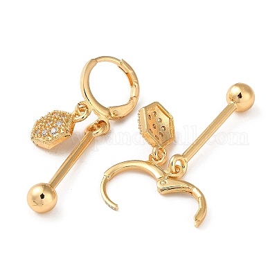 Серьги с шестигранной спинкой и стразами EJEW-K256-37KCG-1