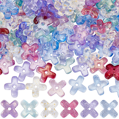 180шт 6 цвета прозрачные окрашенные распылением стеклянные бусины GLAA-SC0002-47-1