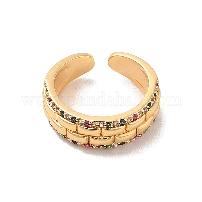 Открытые манжеты из латуни с микропаве кубический цирконий RJEW-R146-14B-G-1