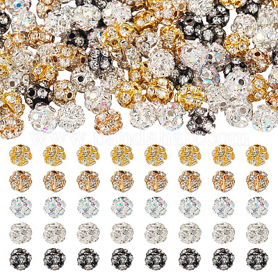 100шт 5 цвета латунные бусины со стразами KK-TA0002-11A-1