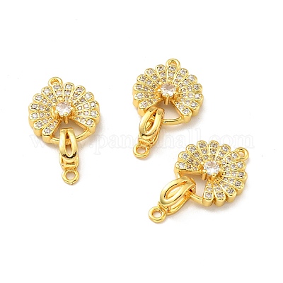 Реечное покрытие латунь микро паве прозрачный кубический цирконий складные застежки KK-E034-37G-1