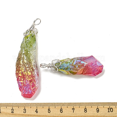 Гальванические большие подвески из необработанного натурального кварца с кристаллами G-A229-02P-02-1