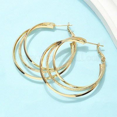 Тройные серьги-кольца из латуни для женщин EJEW-U050-02G-1