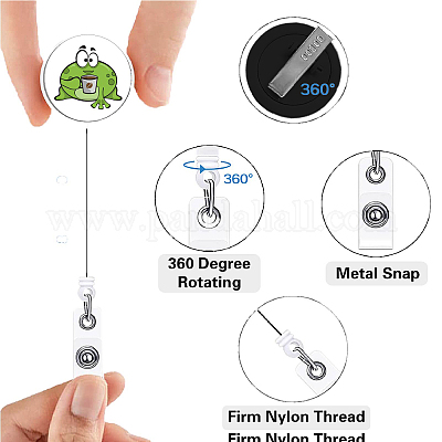 Metal Retractable Badge Reel Black Cat Badge Holder, Funny Butterfly Badge  Clip 360° Rotating Buckle Hang ID Card Key Chain for Nurse Doctor Teacher