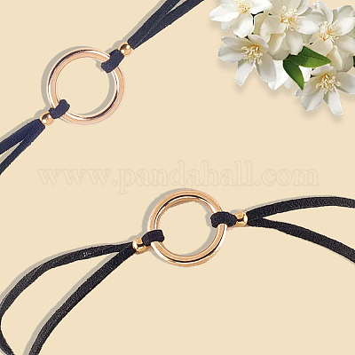 Ожерелья-чокеры из искусственной замши с черными кольцами из сплава NJEW-WH20002-11E-1