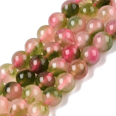 Окрашенные природные белый нефрит бисер пряди G-T138-8mm-210-18-1