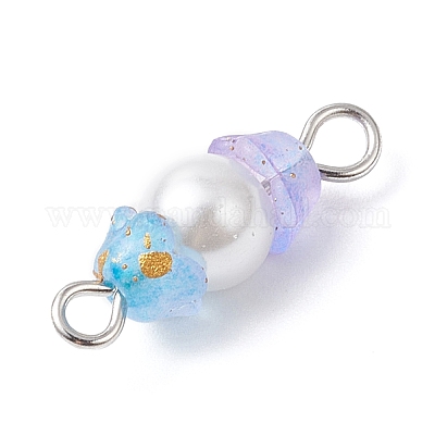 Подвески-соединители из перламутрового стекла и акрила с выпечкой PALLOY-JF04299-01-1