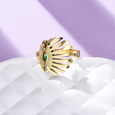 Нержавеющая сталь 304 с открытыми кольцами из стразов RJEW-Q020-02G-1