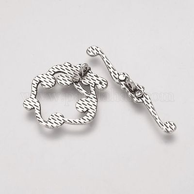 Сплавочные застежка тоггл тибетского стиля PALLOY-G168-01AS-1