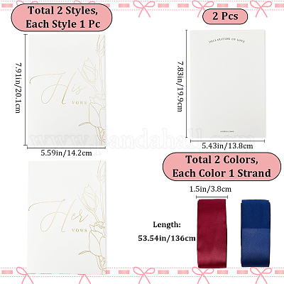 2 набор прямоугольных бумажных свадебных клятв с цветочным узором AJEW-GF0008-58A-1