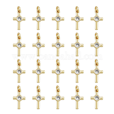 20шт латунь микро паве кубический цирконий крошечные крестики KK-DC0001-85-1