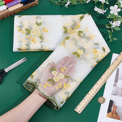 Полиэстер кружевная ткань с цветочным узором DIY-WH0061-021B-1