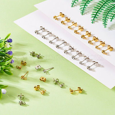 32 шт. 8 стиля фурнитуры для сережек-гвоздиков из нержавеющей стали 304 STAS-TA0002-96-1