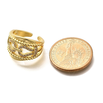 Кольца-манжеты для пальцев с покрытием из латуни с микропаве из прозрачного кубического циркония для женщин RJEW-M028-30G-03-1