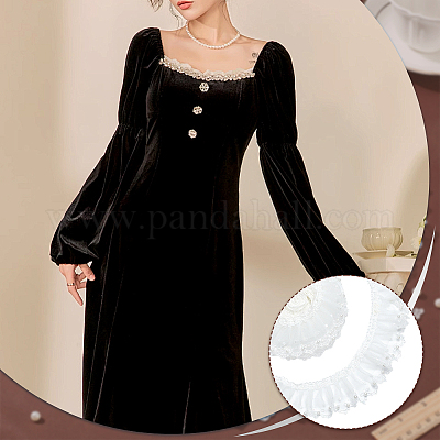 4 ярд полиэфирных плиссированных кружевных лент с бантом OCOR-WH0086-63-1