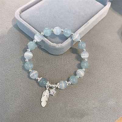 Браслеты с подвесками в виде кошачьего глаза из сплава перьев WG18D49-11-1