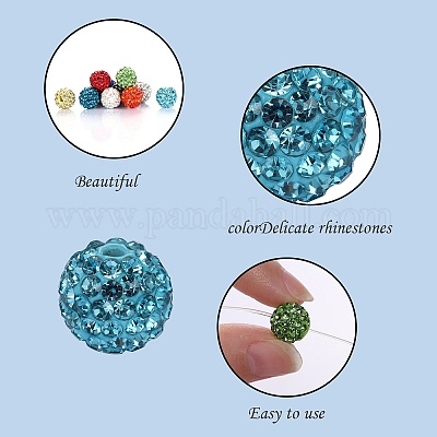 60шт 12 цвета бусины из полимерной глины со стразами RB-SZ0001-05-1