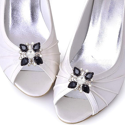 2 пара 2-х стилей стеклянных украшений для обуви со стразами AJEW-AR0001-78A-1