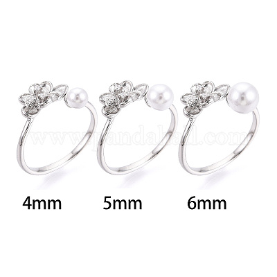 Оправы для колец-манжет из цветочной латуни с микропаве из прозрачного кубического циркония KK-T076-79P-1