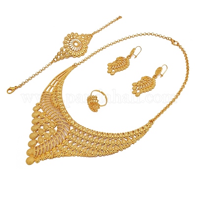 Ожерелья из сплава с подвесками в виде капель и цветов FS-WG47778-01-1