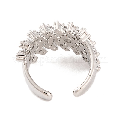 Открытые манжеты из латуни с микропаве и прозрачным фианитом RJEW-U009-08P-01-1