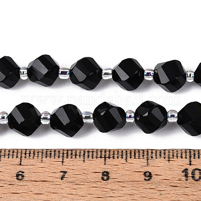 Натуральные бусины из черного оникса (окрашенные и нагретые) G-T144-24A-03-1