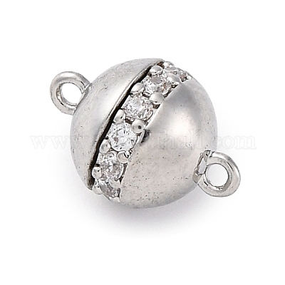 Магнитные застежки из латуни с микропейвом и прозрачным кубическим цирконием KK-P291-03P-1