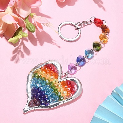 Брелок с подвеской в виде сердца из сплава и стекла KEYC-JKC00521-1