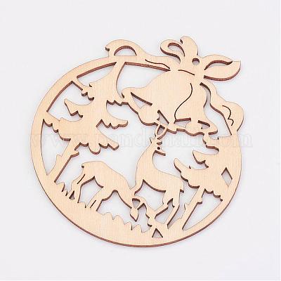 Неокрашенные деревянные подвески WOOD-K005-04-1