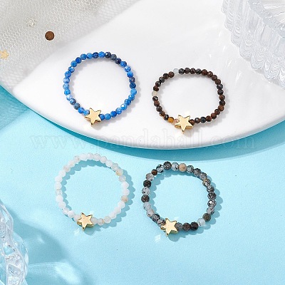 Круглые бусины из натурального тигрового глаза RJEW-JR00790-1