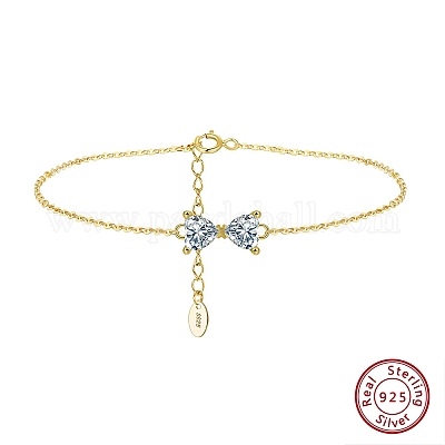 925 браслет из стерлингового серебра с бантами BJEW-C106-02G-1