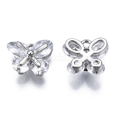 Подвески из прозрачного кубического циркония с инкрустацией из латуни ZIRC-S069-019P-1