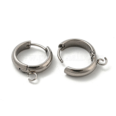 Фурнитура для сережек-колец Huggie Hoop из нержавеющей стали 201 STAS-P283-01W-P-1