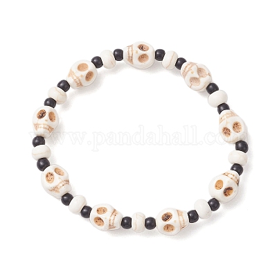 Браслеты из синтетической бирюзы и стеклянных бусин BJEW-JB12170-03-1