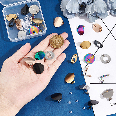 30 шт. 15 стиля фурнитуры для сережек-гвоздиков из нержавеющей стали 304 STAS-UN0048-90-1