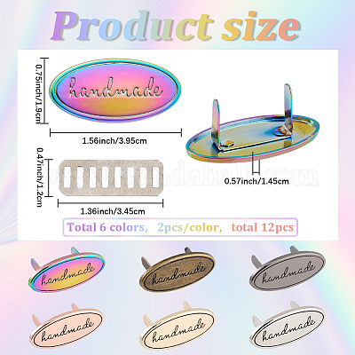 12 шт. 6-х цветные овальные декоративные пряжки из сплава ручной работы&nbsp;PURS-GF0001-10-1