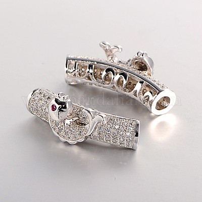 Латунные микро проложить Цирконий бусы изогнутой трубки ZIRC-J004-17P-1